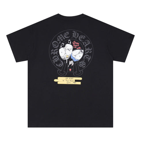 Chrome Heart T Shirts Crowe Cartoon Comic Print Short Sleeve