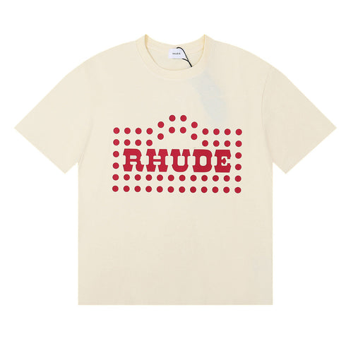 Rhude T-shirt Alphabet Coconut Racing Pattern Short Sleeve T-shirt