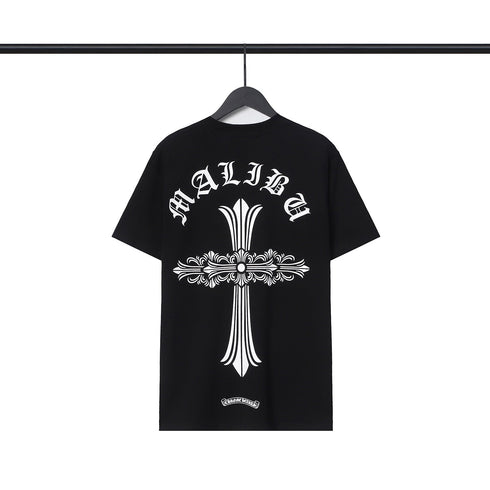 Chrome Heart T Shirts Croix Cross Leather Printed Short Sleeve T-Shirt