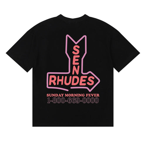 Rhude T-shirt Micro Label Letter Skull Print Short Sleeve T-shirt