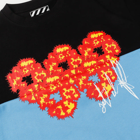 Denim Tears T-shirts Flame Wood Cotton Printed Loose Short Sleeve T-shirt