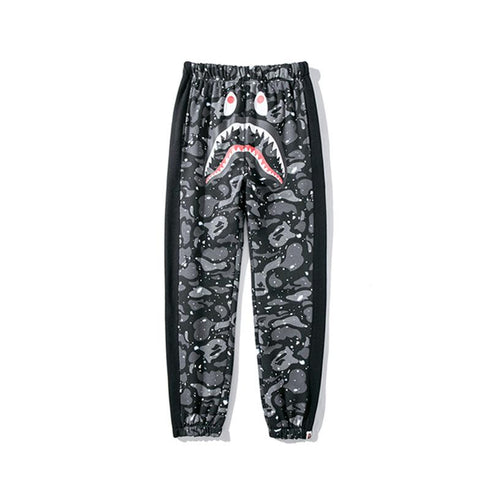 Bathing Ape Pant Shark Head Print Luminous Starry Sky Trousers Men's and Women's Casual Pants Sweatpants