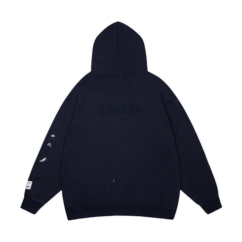 Gallery Dept Hoodie Loose Casual Cardigan Distressed Hoodie