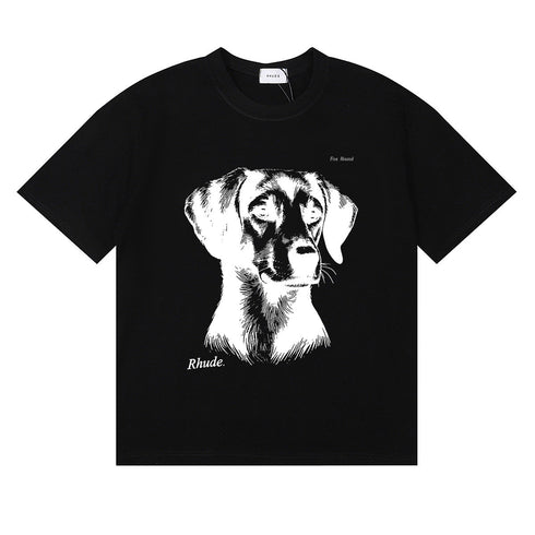 Rhude T-shirt Hound Letter Print Short Sleeve T-shirt