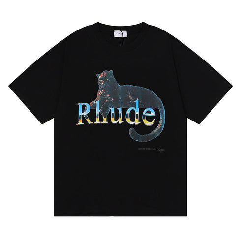 Rhude T-shirt Black Panther Letter Print Short Sleeve T-shirt