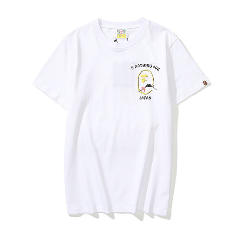 Bathing Ape T-Shirt Summer Golden Printing Men's and Women's plus Size Loose Short Sleeve