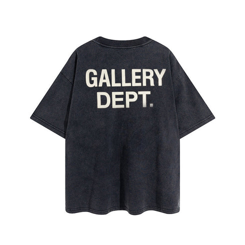 Gallery Dept T Shirts Vintage Distressed Loose Wash Short Sleeve Gallery Dept Printed Men and Women Base Te