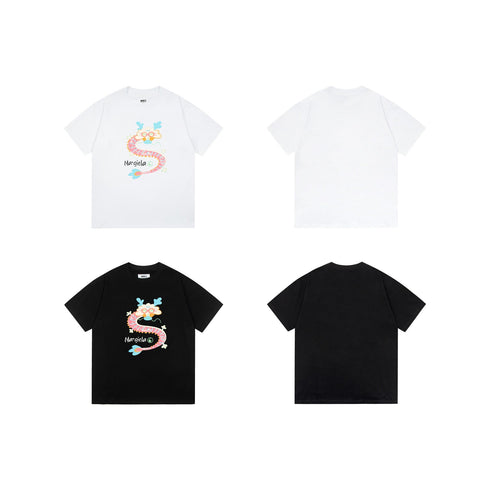 Maison Margiela T-shirt Dragon Print Crew Neck Loose Short Sleeve T-shirt