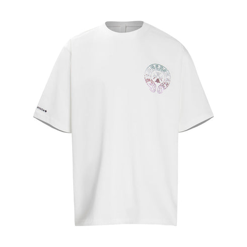 Chrome Heart T Shirts Horseshoe Sanskrit Cross Color Hot Diamond Short Sleeve T-Shirt