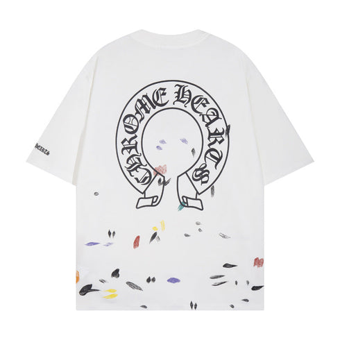 Chrome Heart T Shirts Croix Cross Sanskrit Embroidery Versatile Casual Loose