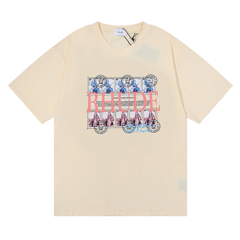 Rhude T-shirt Stamp Seal Coconut Tree Print Short Sleeve T-shirt