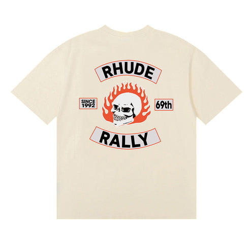 Rhude T-shirt Micro Label Letter Skull Print Short Sleeve T-shirt