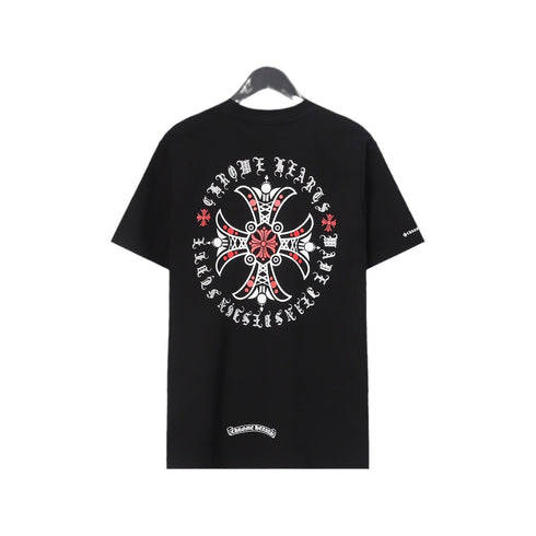 Chrome Heart T Shirts Croix Cross Leather Printed Short Sleeve T-Shirt