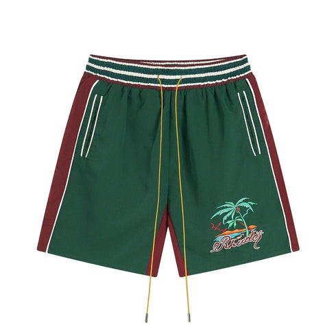 Rhude T-shirt Coconut Alphabet Beach Embroidery Short Sleeve Shirt Shorts