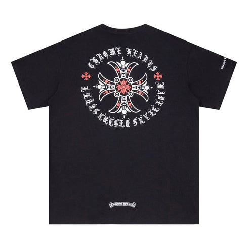 Chrome Heart T Shirts Red Cross Sanskrit Letter Short Sleeve T-Shirt