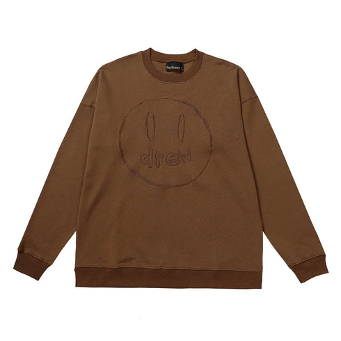 Drew House Sweatshirts Unisex Sketch Smiley Face Crew Neck Sweatshirts