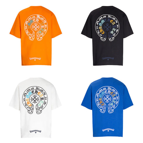 Chrome Heart T Shirts Horseshoe Patch Embroidery Short Sleeve T-Shirt