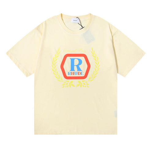 Rhude T-shirt Micro Label Wheat Ear Letter Print Short Sleeve T-shirt