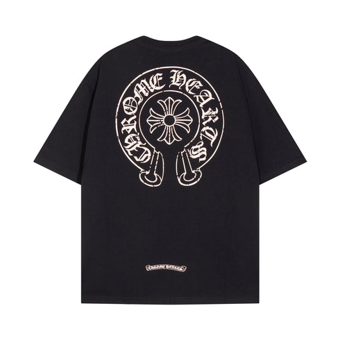 Chrome Heart T Shirts Horseshoe Cross Print Short Sleeve T-Shirt