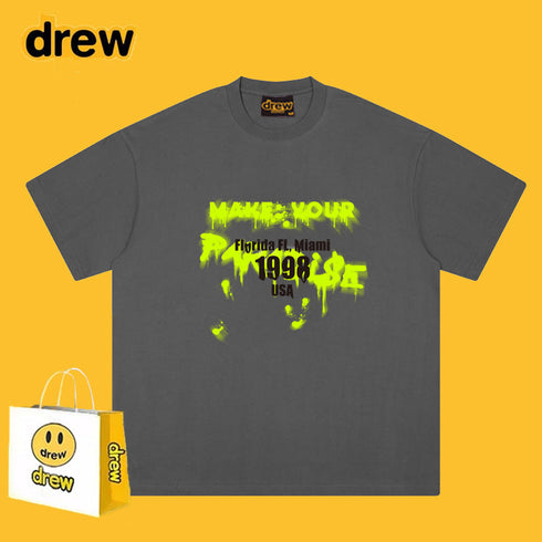 Drew T-shirts Smiley Face Short-Sleeved T-shirt Men's Short-Sleeved T-shirt