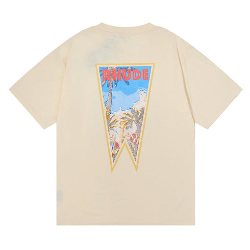 Rhude T-shirt Stamp Seal Coconut Tree Print Short Sleeve T-shirt