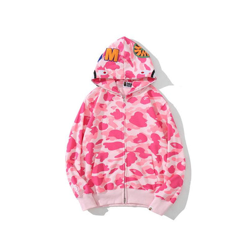 Bathing Ape Hoodie Autumn and Winter Shark Head Terry Sweater Men's and Women's Casual Camouflage Thin Sweater Baggy Coat