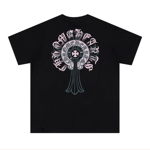 Chrome Heart T Shirts Cross Print Short Sleeve T-Shirt Loose