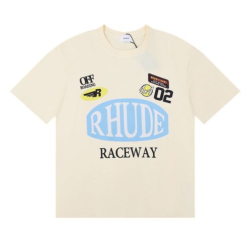 Rhude T-shirt Racing Track Letter Print Short Sleeve T-shirt