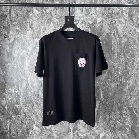 Chrome Heart T Shirts Pink Sanskrit Leather Short Sleeve T-Shirt