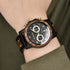 Vintage Chronograph with Luminous Hands & Calendar Wood Grain Men's Watch