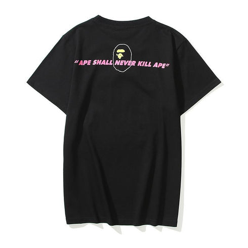 Bathing Ape T-Shirt Summer Pink Letter Print Short-Sleeve T-shirt