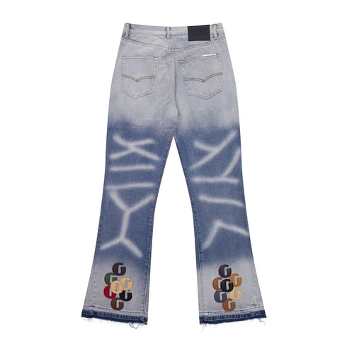 Gallery Dept Jeans leather label embroidery water ripple gradual change wash jeans