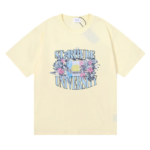 Rhude T-shirt Flag Floral Print Short Sleeve T-shirt