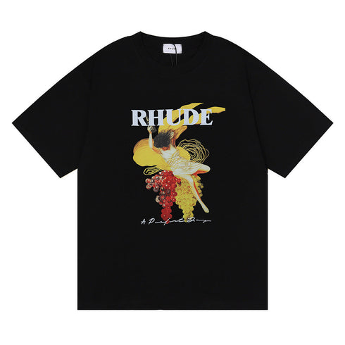 Rhude T-shirt Micro Label Alphabet Art Abstract Short Sleeve T-shirt