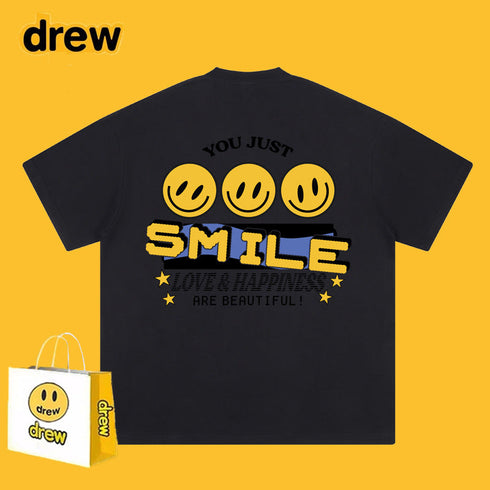 Drew T-shirts Short Sleeve T-shirt Alphabet Graffiti Print