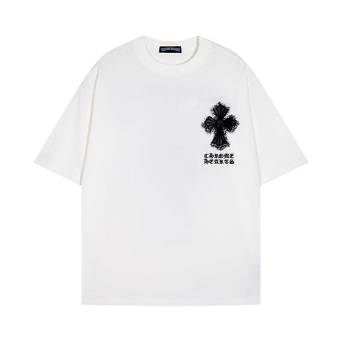 Chrome Heart T Shirts Croix Cross Leather Printed Short Sleeve T-Shirt