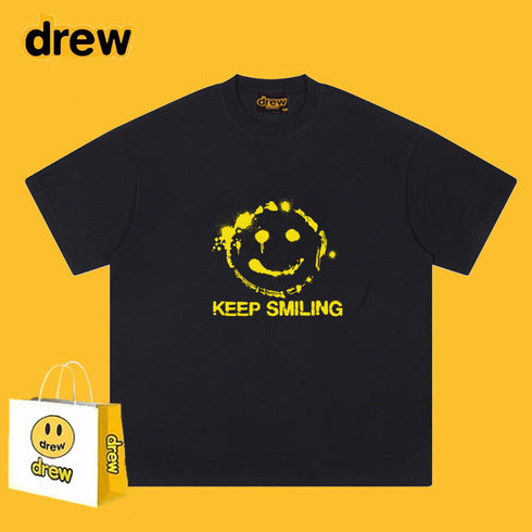 Drew T-shirts Smiley Face Short Sleeve Fashion Printed T-shirt