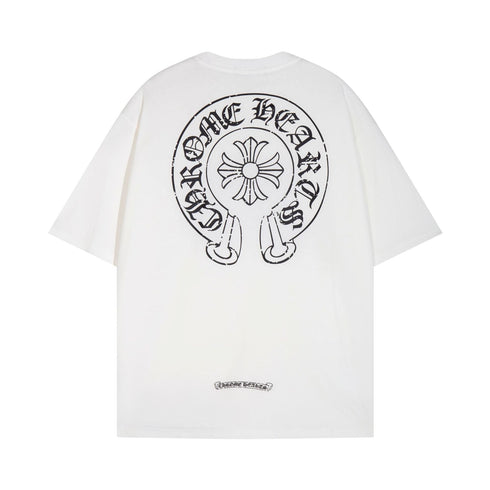 Chrome Heart T Shirts Horseshoe Cross Print Short Sleeve T-Shirt