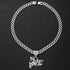 NO LOVE Letter Pendant + Cuban Chain