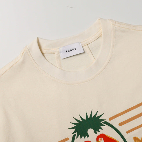 Rhude T-shirt Parrot Wheat Ear Letter Print Short Sleeve T-shirt