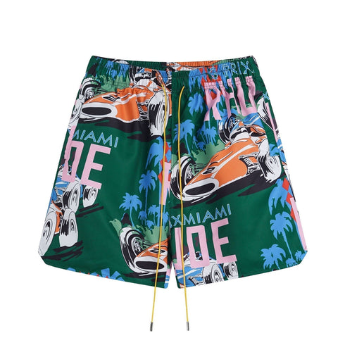 Rhude T-shirt Racing Letter Logo Casual Short Sleeve Shirt, Shorts