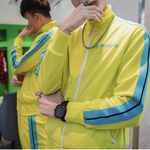 Palm Angle Sweatshirt Palm Angels Black and White Striped Stand Collar Jacket Men and Women Loose Sports
