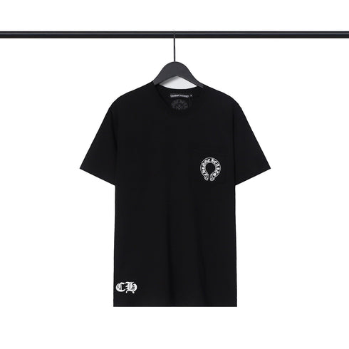 Chrome Heart T Shirts Croix Cross Leather Printed Short Sleeve T-Shirt