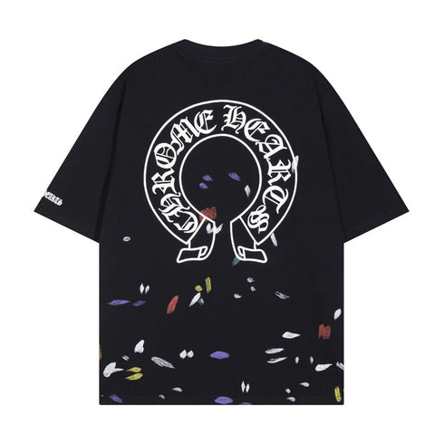 Chrome Heart T Shirts Croix Cross Sanskrit Embroidery Versatile Casual Loose