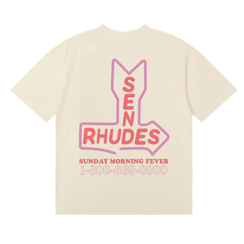 Rhude T-shirt Micro Label Letter Skull Print Short Sleeve T-shirt