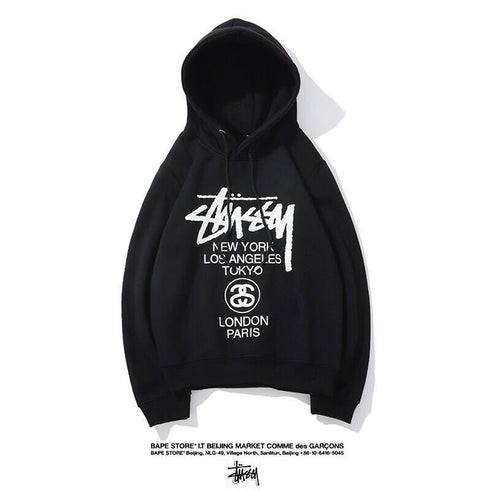Stussy Hoodie Embroidered Fleece Fashion Hooded Sweater