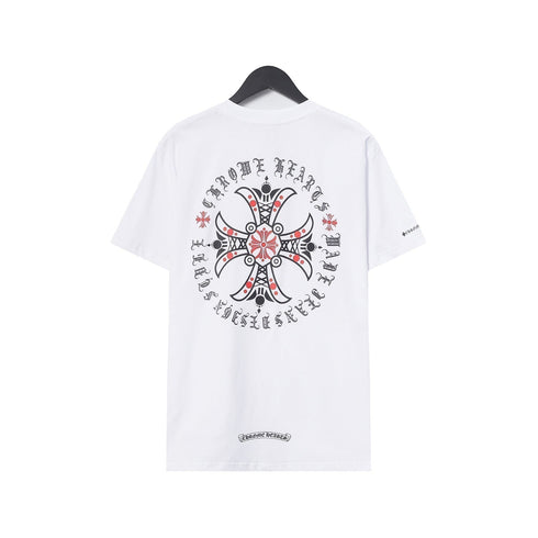 Chrome Heart T Shirts Croix Cross Leather Printed Short Sleeve T-Shirt