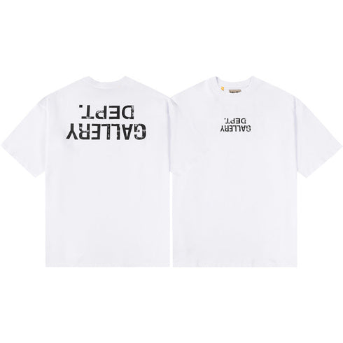 Gallery Dept T-Shirt Hand Painted Ink Splashing Alphabet Washed Retro Short Sleeve T-Shirt