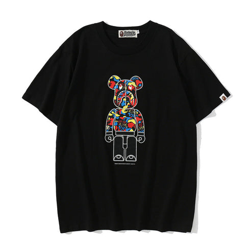 Bape Bearbrick T-Shirt Spring And Summer Leisure Loose Classic Cartoon Print