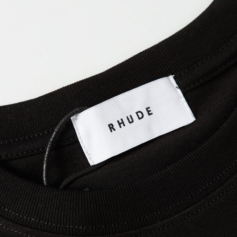 Rhude T-shirt Striped Sunset Snow Mountain Print Short Sleeve T-shirt